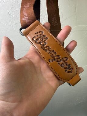 Wrangler Brown purse Strap with Embroidered Logo. Adjustable